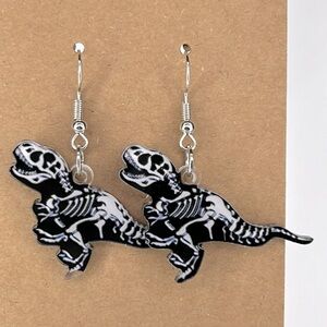 Skelton Dinosaur 2D Acrylic Earrings Fashion Jewelry